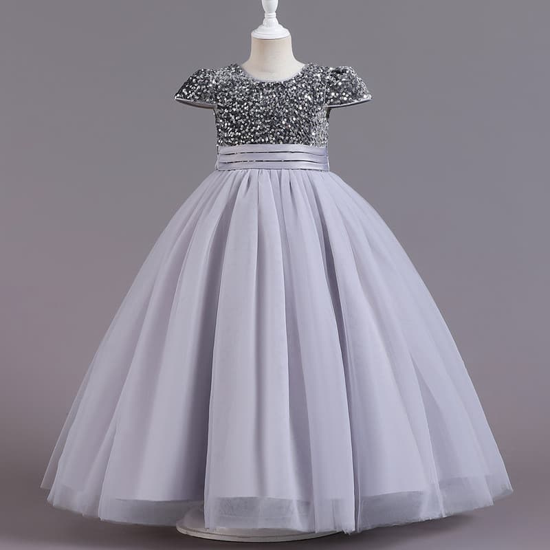Vestido de noite, vestido de gaze, saia tutu, vestido longo de princesa, costas de renda, vestido de princesa infantil f