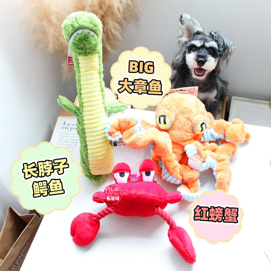 QMonster grande polvo brinquedo para animais de estimação voz de pelúcia rebocador de guerra puxando som papel dragão ca