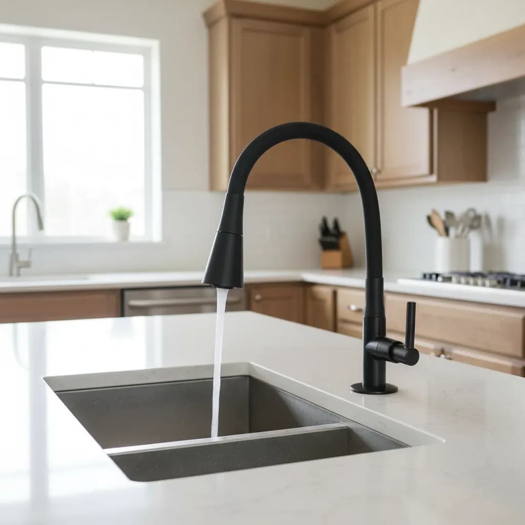Torneira Gourmet Flexível 2 Jatos Cozinha Bancada Preta Preto Fosco Giro 360° Design Moderno