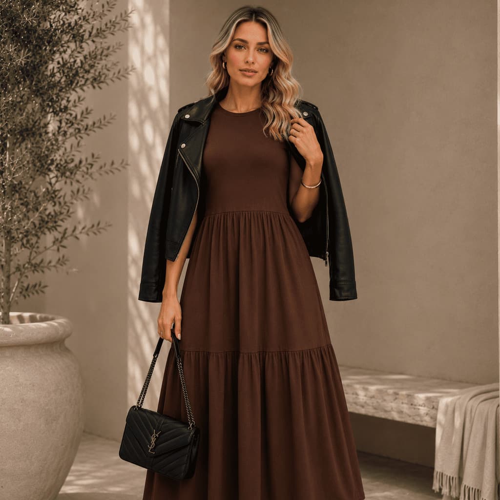 Vestido de Malha Feminino Longo Saia 3 Marias Plissada Casual Elegante Confortável - 502