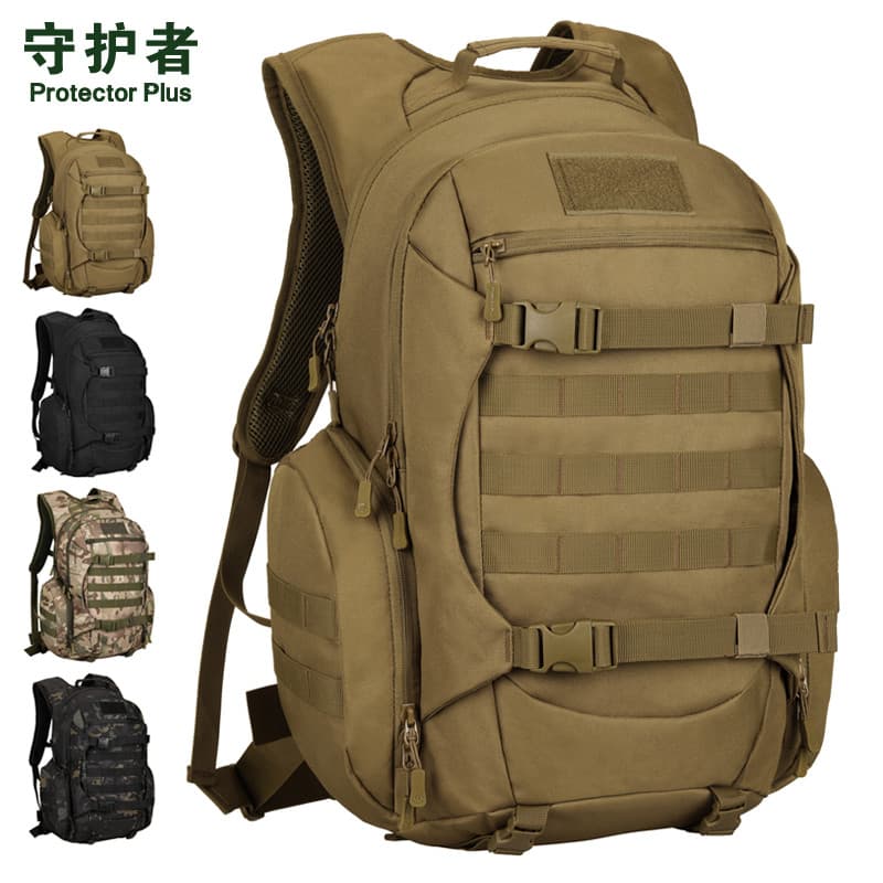 Guardian acampamento ao ar livre caminhadas mochila 45L grande capacidade mochila tática masculina camuflagem plana tuba