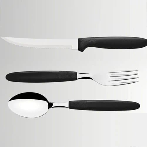 Conjunto Talheres Inox 12 Pecas Design Moderno Duravel Pratico Preta