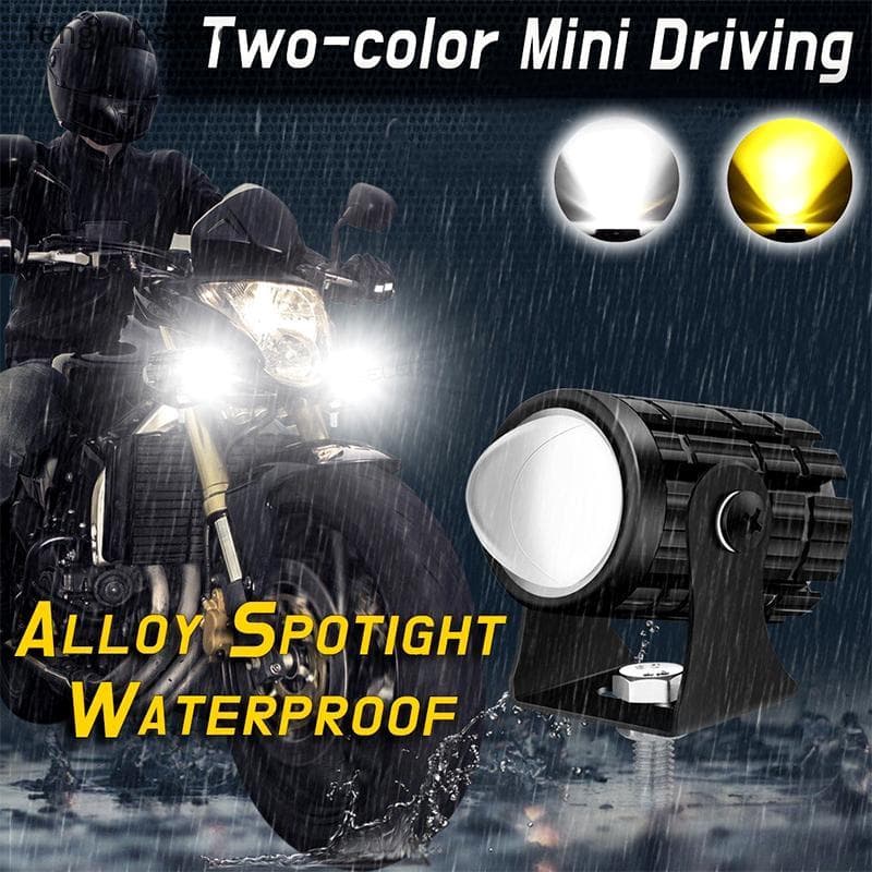 8V-80V 2PCS Mini Luz De Condução Farol Branco + Amarelo Luzes Universais À Prova D'água