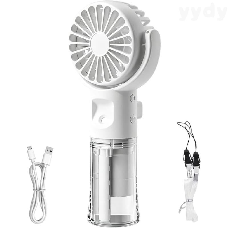 Mini Ventilador Portátil com Nebulização de Água - Ultra Silencioso, Leve, Recarregável via USB com 4 Velocidades, Duraç