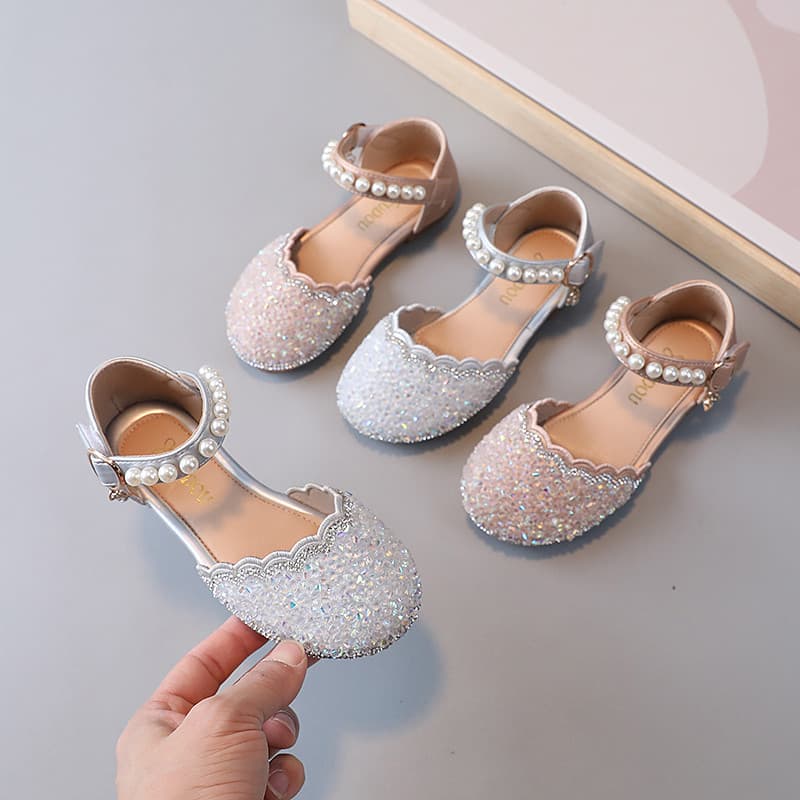 Meninas sapatos de cristal sandálias de salto alto verão strass brilhante sapatos infantis sola macia sapatos Elsa peque
