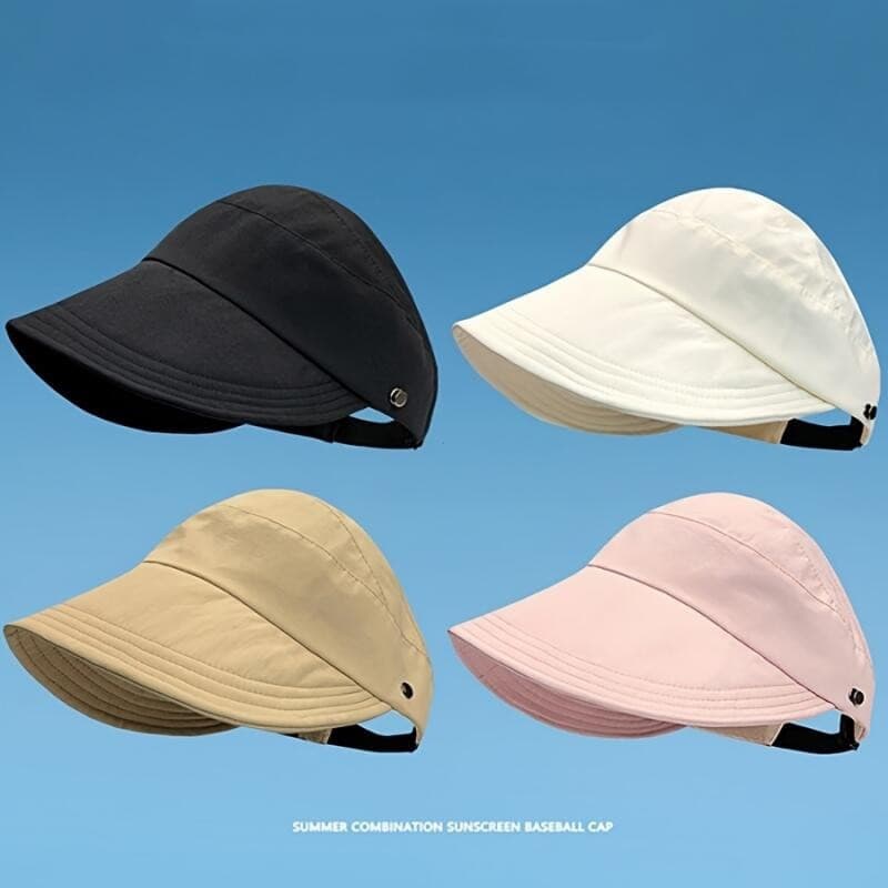 Boné Com Viseira Solar Proteção UV Para Mulheres , Chapéu De Aba Larga À Prova De Vento , Algodão Respirável , Cor Sólid