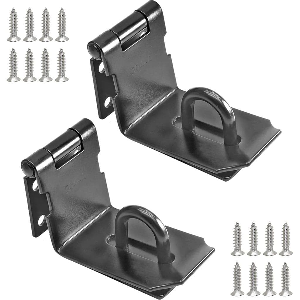 Conjunto de 2 Fechos de Segurança em Ângulo Reto, Aço Inoxidável, 90 Graus, para Portas de Correr/Deslizantes/De Celeiro