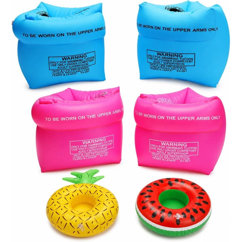 Conjunto de 4-6 Flutuadores de Braço em PVC para Adultos e Crianças, Braçadeiras Infláveis para Natação, Asas Aquáticas,