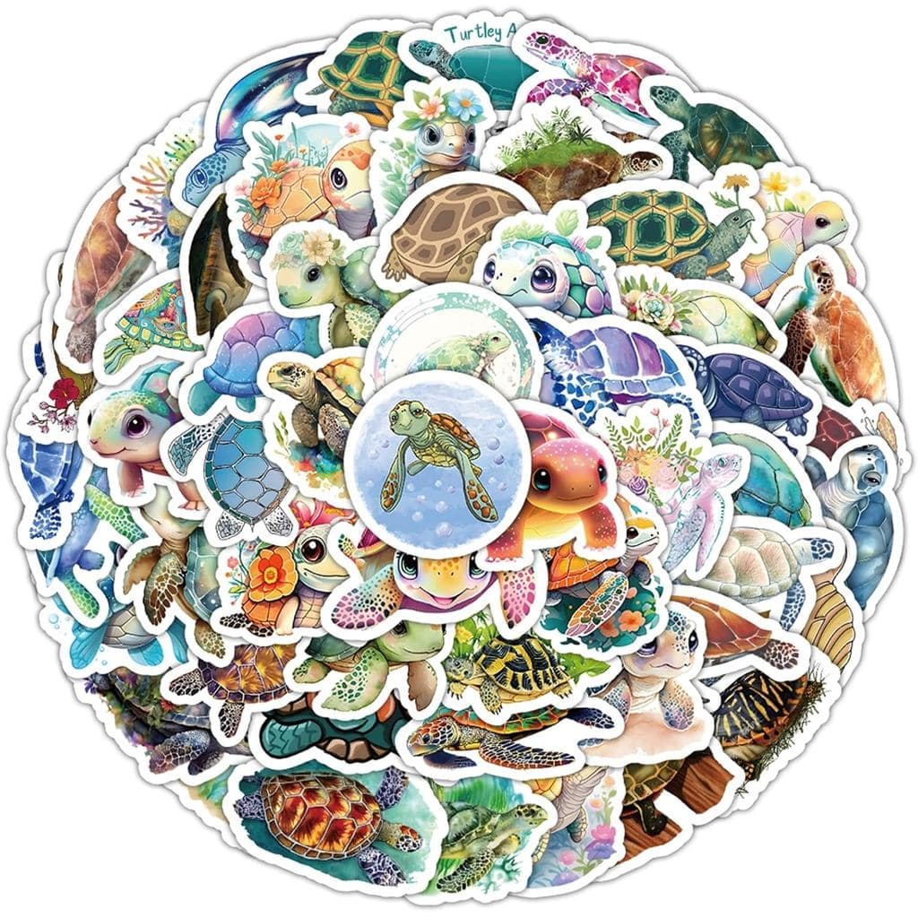 Pacote com 100 Adesivos de Tartaruga Marinha para Crianças e Adolescentes, Adesivos e Decalques de Vinil à Prova d'Água