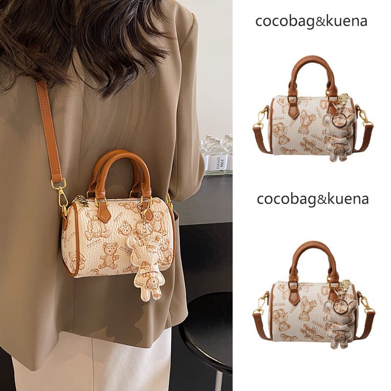 bolsa feminina bolsa transversal feminino Bolsa de almofada com textura impressa Boston Cartoon