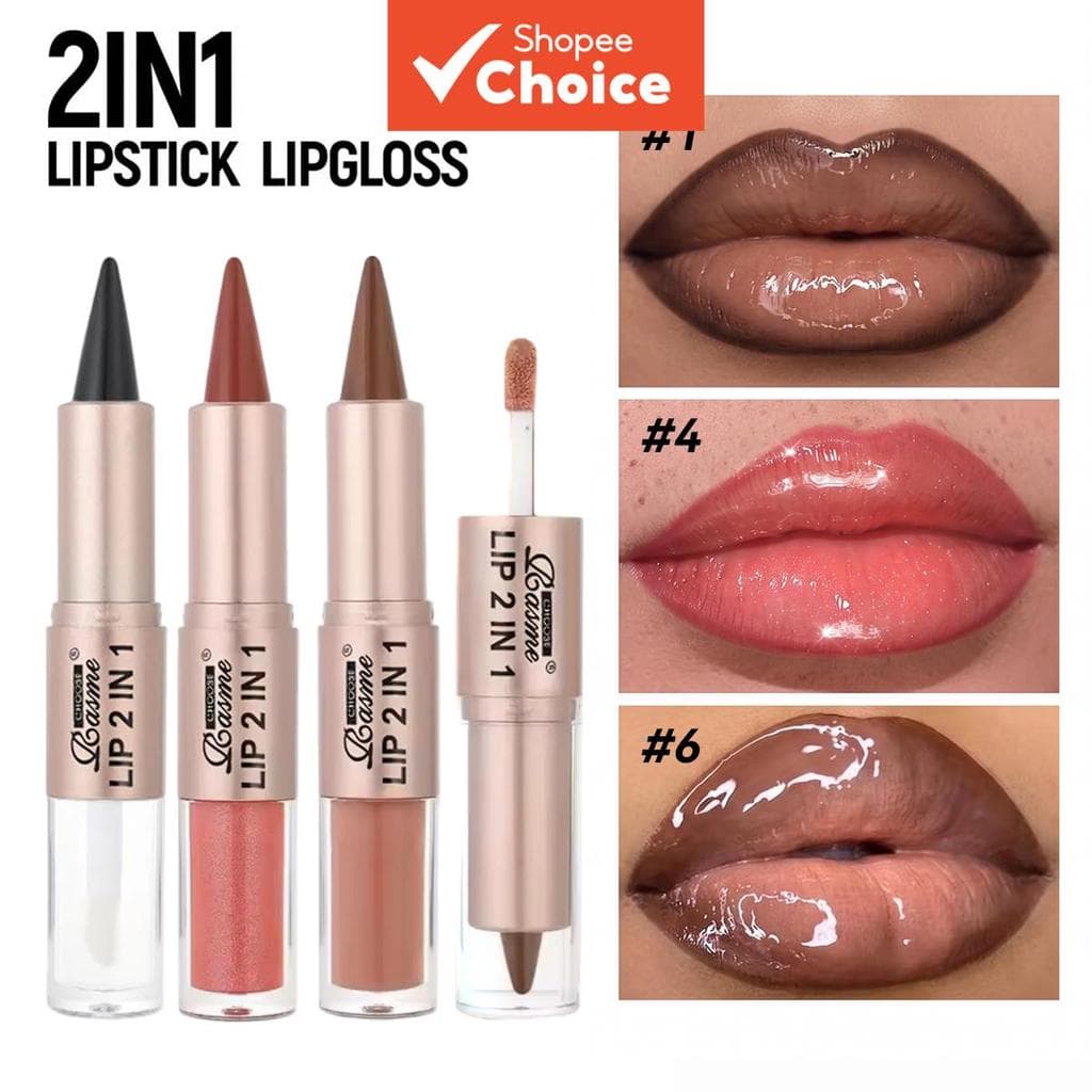 Escolha o Conjunto de Três Peças de Batom Gloss Labial Dupla Ponta Rasme Dual Head 2-In-1 para Efeito Degradê e Brilho
