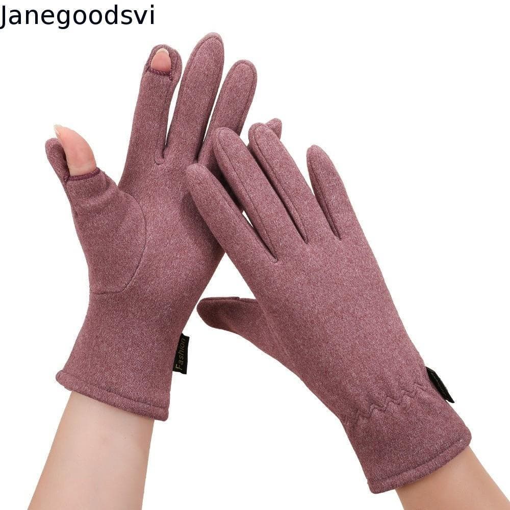 Luvas De Inverno JANEGOODSVI , Pelúcia Com Tela De Toque Quente Condução À Prova De Vento Dedo Flip