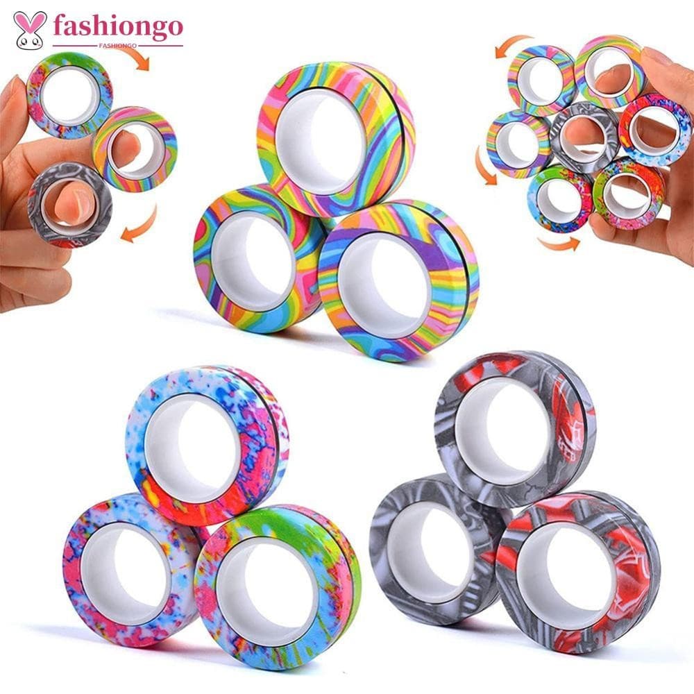 FASHIONGO Brinquedos Fidget Engraçado Dedo Pulseira Magnética Anel Spinner Adulto Ímãs Anéis Para Aliviar O Estresse C7K