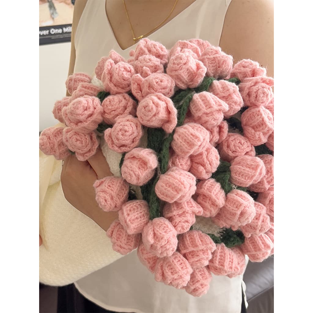 Buquê de rosas cobertor de malha produto acabado escritório Nap cobertor sofá cobertor artesanal lã flor pequeno coberto