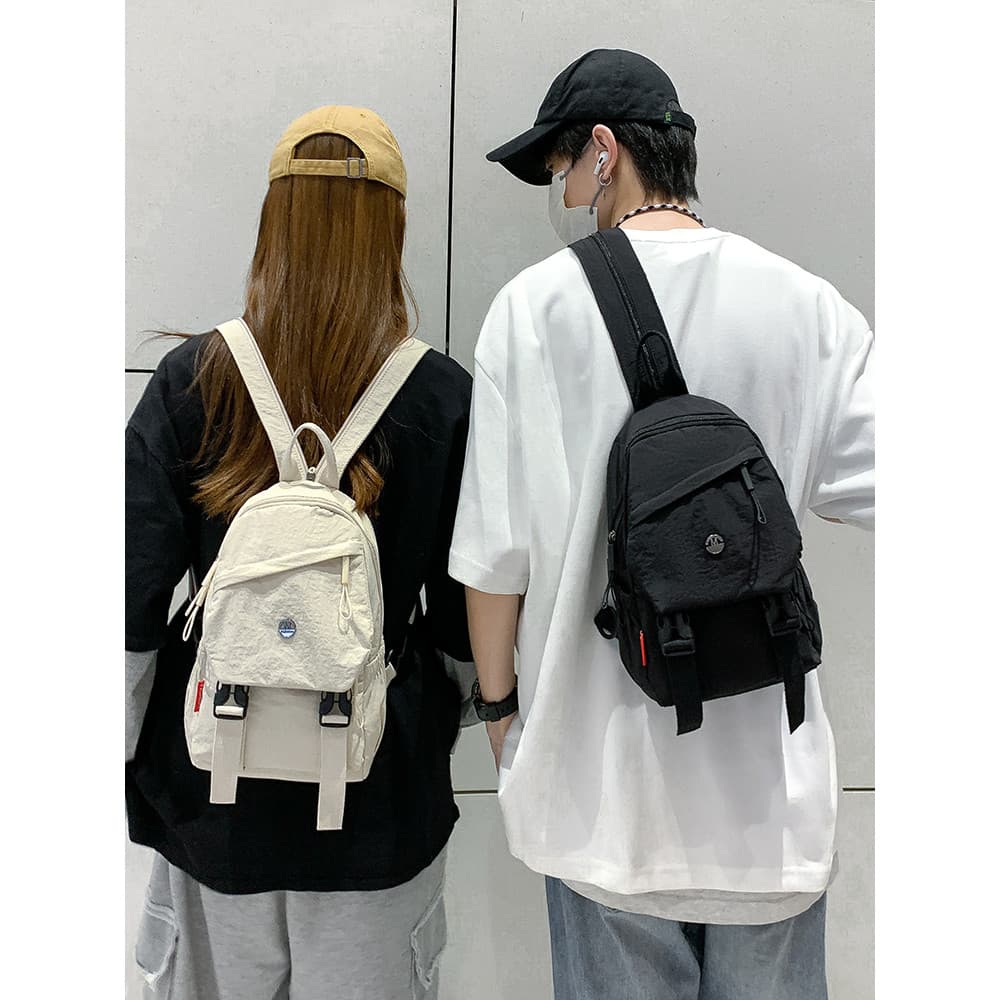 Mochila masculina simples estilo japonês bolsa mensageiro multifuncional leve bolsa de ombro ciclismo cor sólida pequena