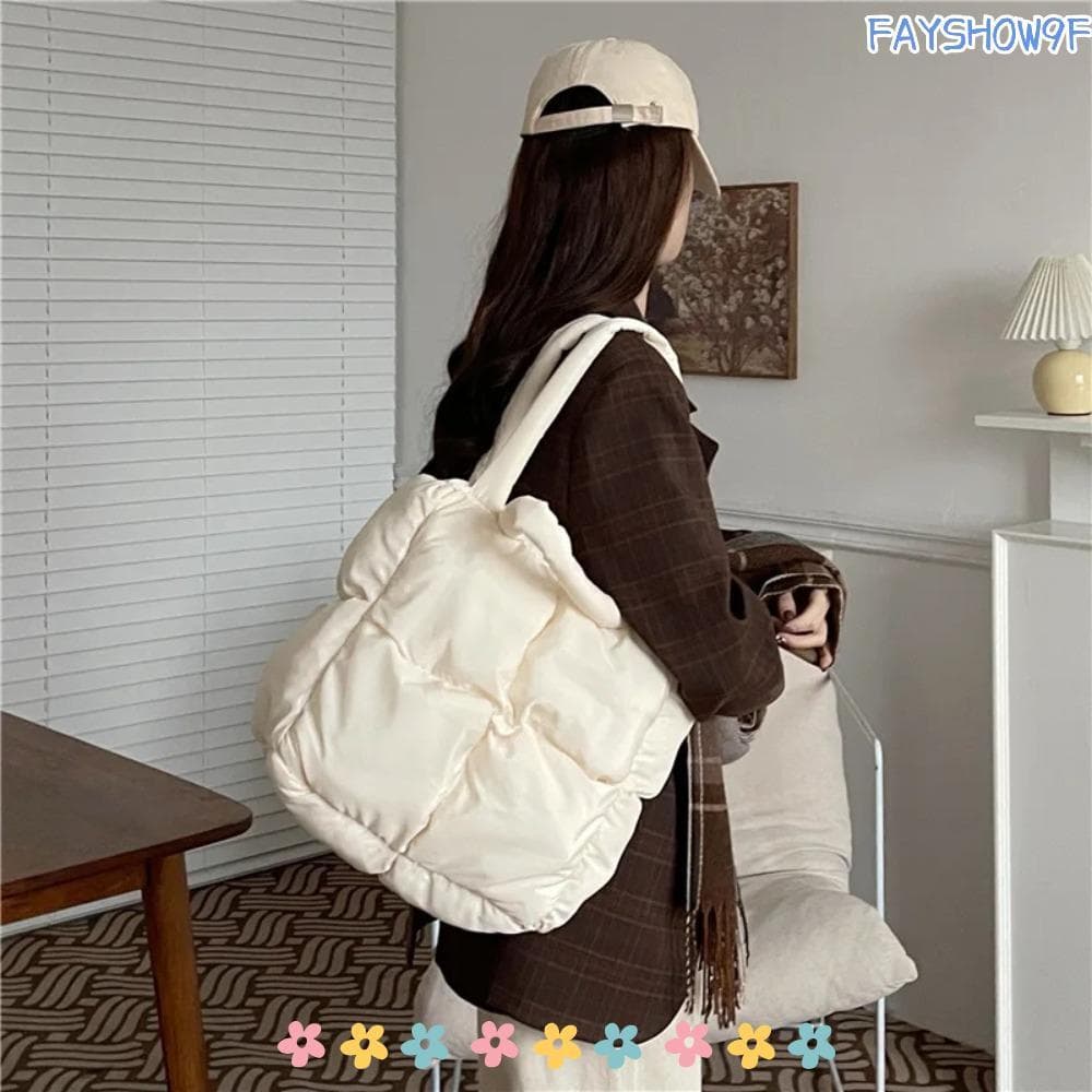 Bolsa De Penas FAYSHOW , Ombro Macia E Fofa De Grande Capacidade , Sacola De Compras De Algodão Espacial Acolchoada