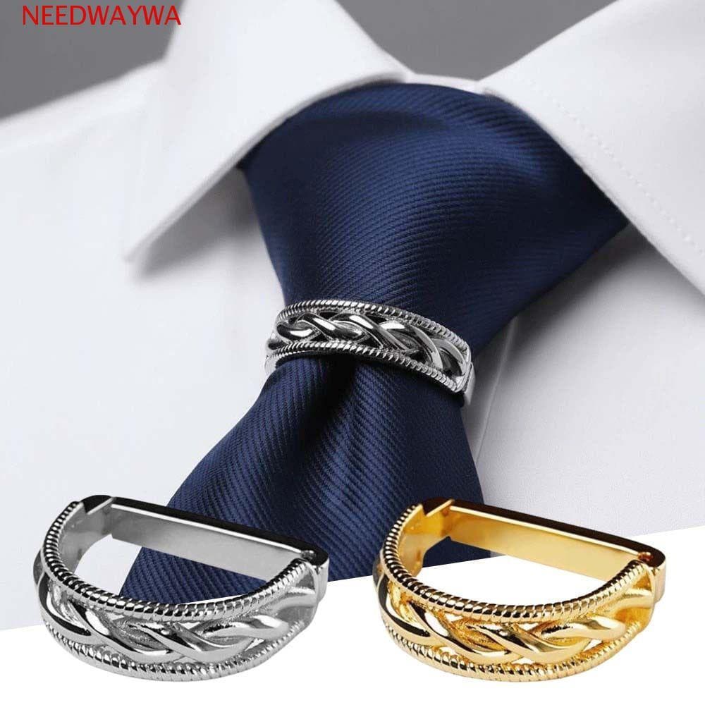 NEEDWAYWA Fivela De Gravata Em Forma De D , Alfinete De Camisa De Liga , Prendedor Dourado Prateado