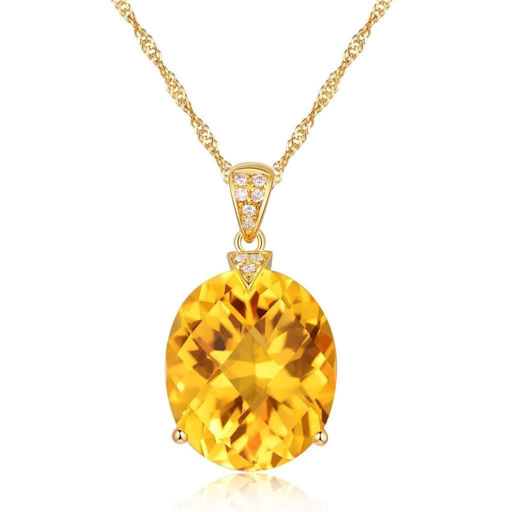 ❤ Pingente de Citrino Original de Luxo com Moldura de Citrino 18K Colar de Ouro Atacado de Jóias Femininas