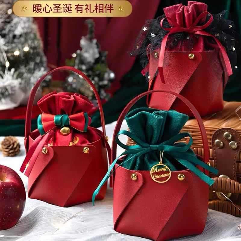 Saco de maçã de natal saco de presente véspera de natal natal frutas maçã caixa de embalagem sacola de couro embalagem d