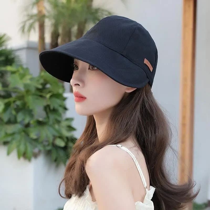 Chapéu De Pescador Estilo Zhao Lusi – Sol Feminino Coreano Com Proteção UV E Aba Grande Para Praia/Casual