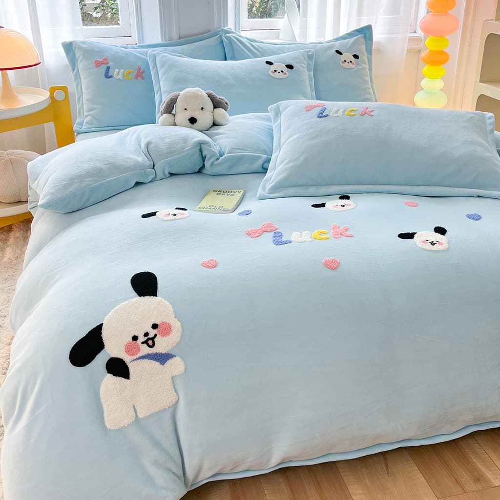 Conjunto de quatro peças de lã de leite 2025 novo estilo de pelúcia outono inverno Coral pelúcia colcha capa lençol cama