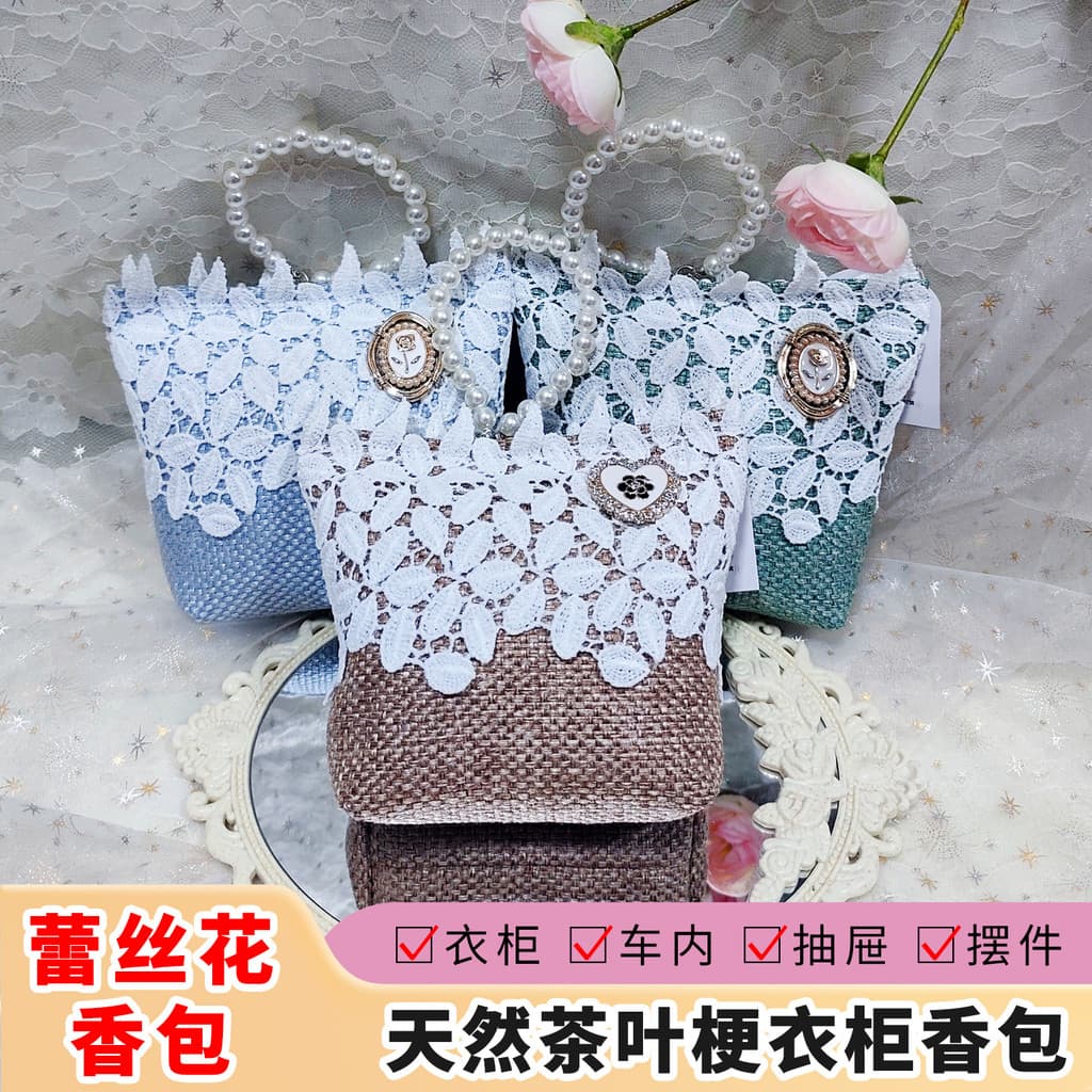Saquinho Floral de renda francesa, guarda-roupa, gaveta no carro, haste de chá, Remove Odor, fragrância de longa duração
