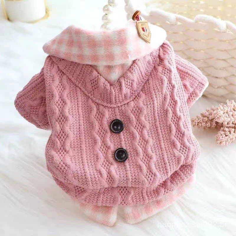 Engrossar Jaqueta Quente Para Cachorro Inverno Pet Cão Gato Xadrez Camisa Camisola Casaco De Malha Moletom Roupas Animai