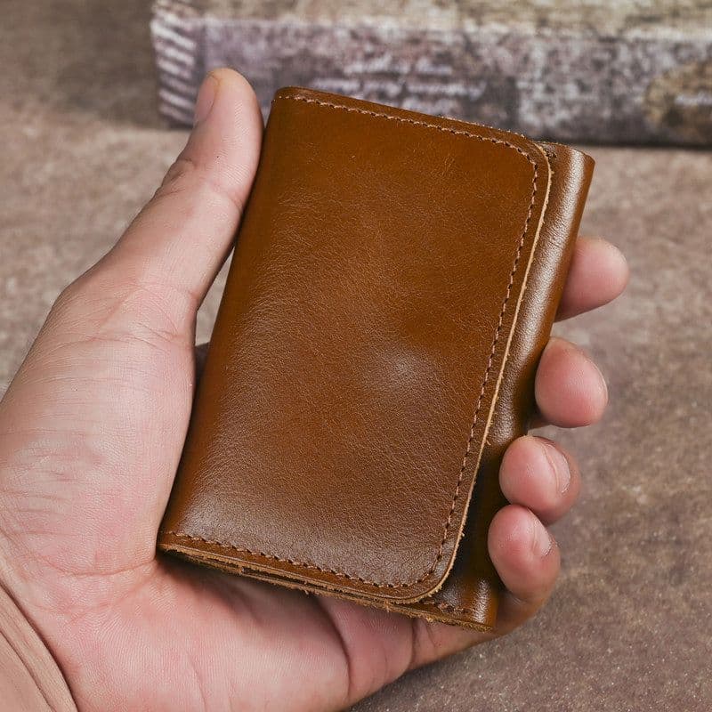 Novo estilo Retro multifuncional couro titular do cartão de visita estilo simples árvore creme óleo cera couro Unisex mo