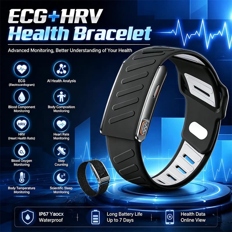 ECG + HRV Saúde Pulseiras Inteligentes Al Análise De Temperatura Monitoramento Do Sono Pulseira Sem Tela À Prova D'água