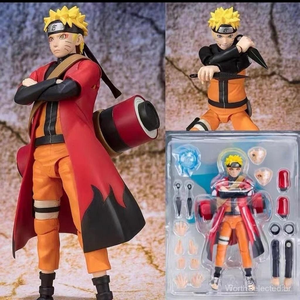 Boneco Naruto Uzumaki Modo Sabio Articulado + Acessórios Figura De Ação De 14 cm