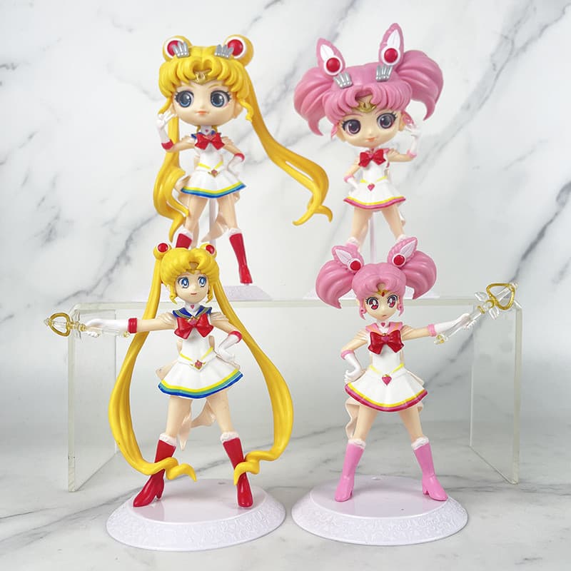1Pcs 12-16cm Marinheiro Lua Anime Figura Tsukino Usagi Chibiusa Chibimoon Poder Da ! Bonecos De Ação Em PVC Versão Q Mod