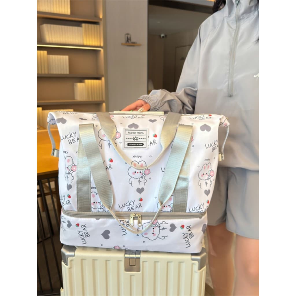 Bolsa Tote de roupas, bolsa de viagem de curta distância feminina, grande capacidade, leve, bolsa de ginástica, separaçã