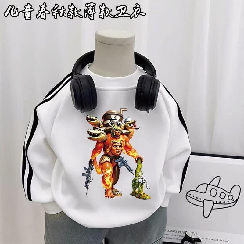 Shanhai Jingtong vara de madeira fusão médio grande crianças Street Wear roupas periféricas crianças camiseta de manga c