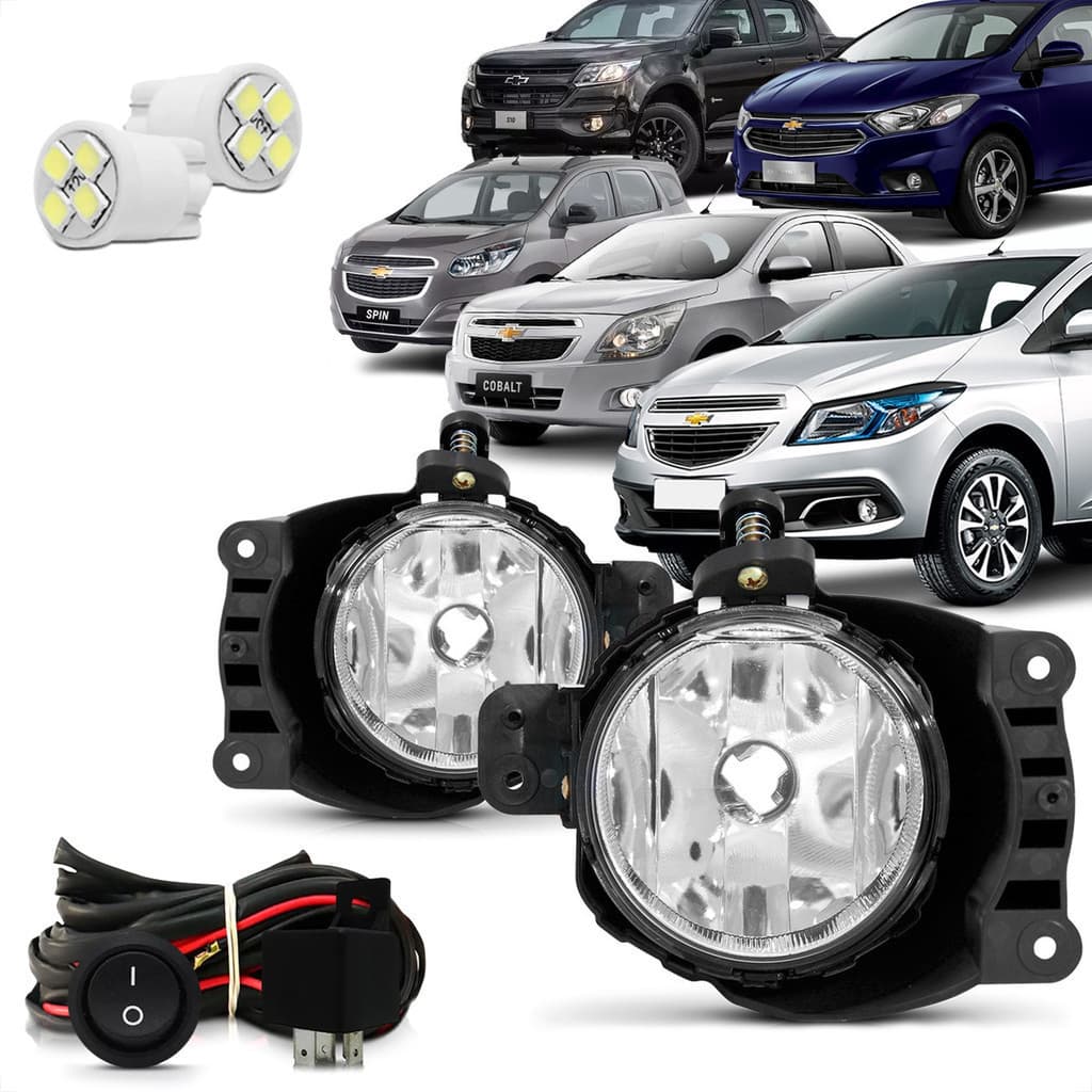 Kit Farol De Milha Neblina Auxiliar Chevrolet Onix Prisma Cobalt Spin S-10