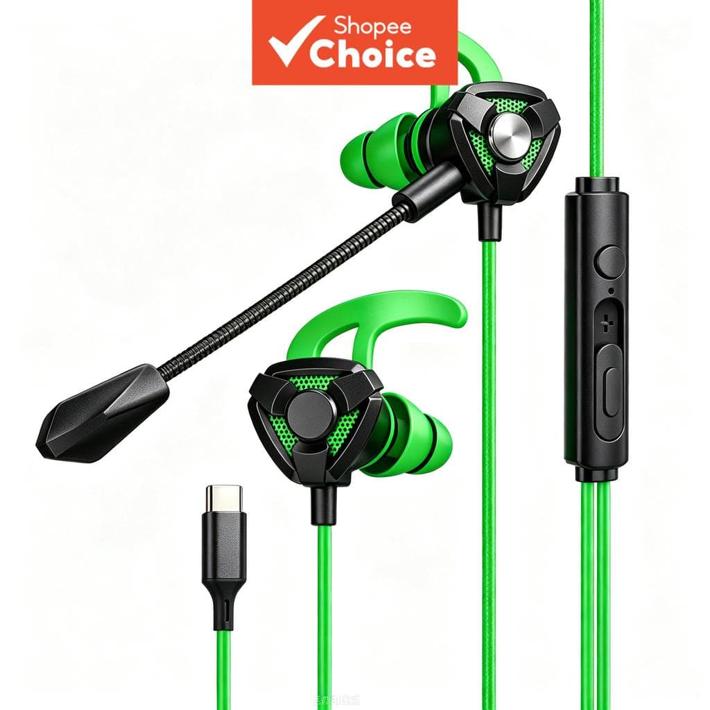 Fones De Ouvido G21 Tipo-C Para Jogos Com Fio Meio Intra-Auricular Digitais Controle Inferior Compatível Smartphones Som