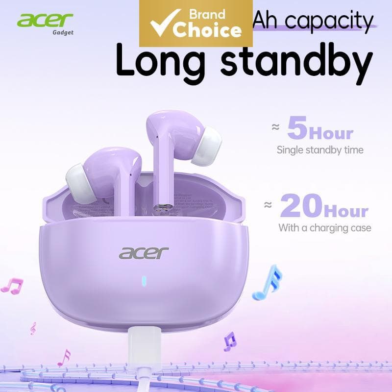 Fones De Ouvido Acer OHR504 Produto Intra-Auriculares Sem Fio Bluetooth Emparelhados 5.4 Chip De Com Diafragma Grande So