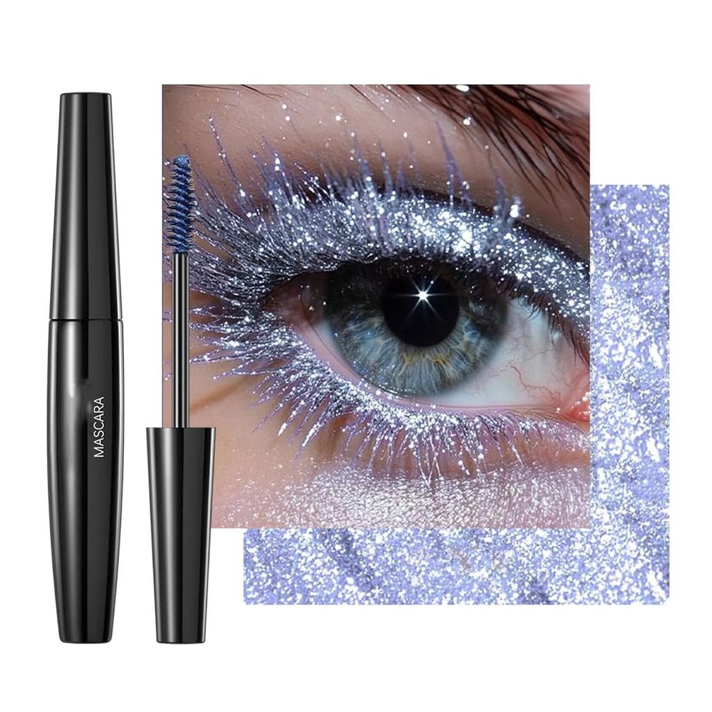 Máscara de Cílios com Glitter Azul, Máscara Brilhante com Efeito Diamante para Cílios e Sobrancelhas, Brilho Intenso, De