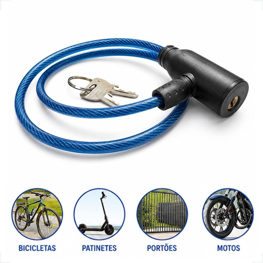Cadeado Bike Antifurto Articulado Moto Bicicleta Portão 3mm x 620mm Aço Segurança Reforçado