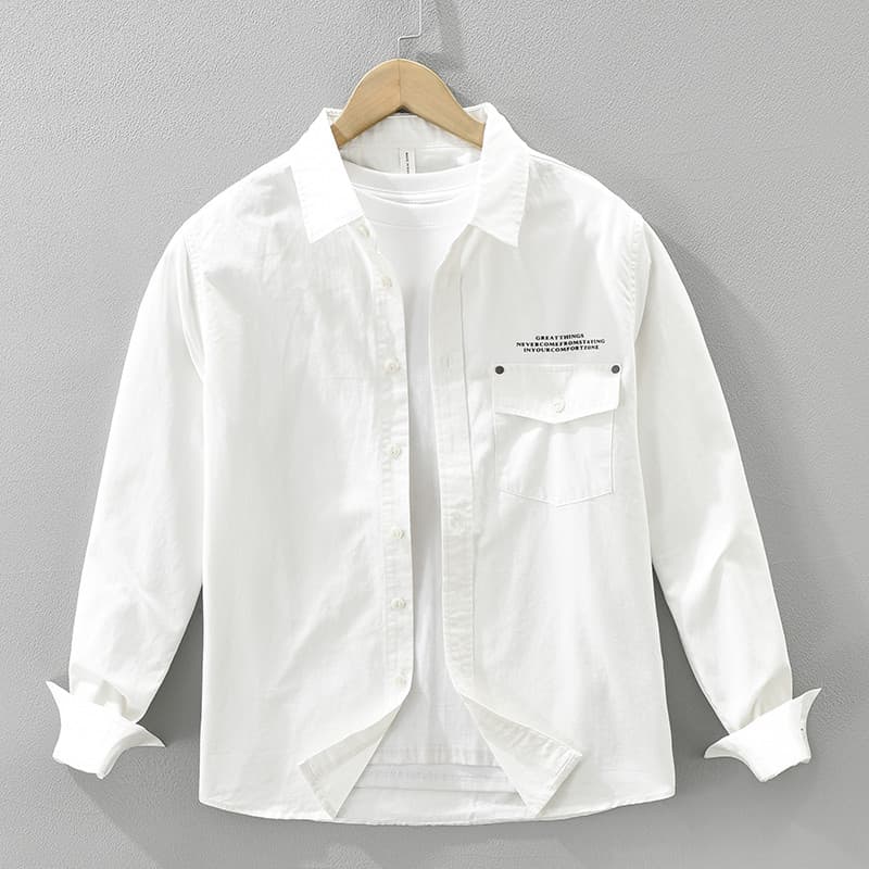 2025 outono ferramentas masculinas impressas camisa de manga comprida moda masculina All-Match literário Casual solto to