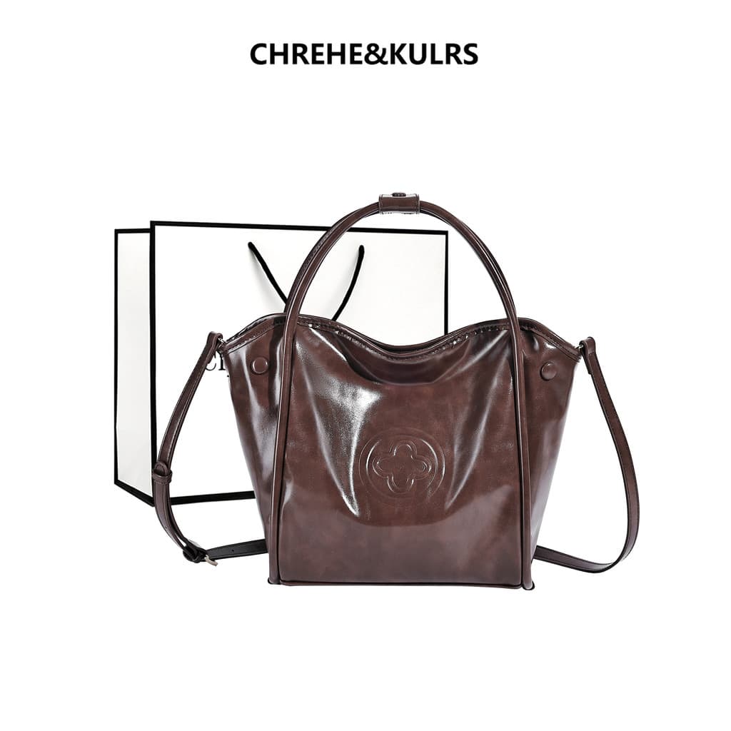 CHREHE & KULRS Bolsa de cesta de vegetais de couro feminina 2026 Novo estilo Bolsa Tote de grande capacidade Bolsa mensa