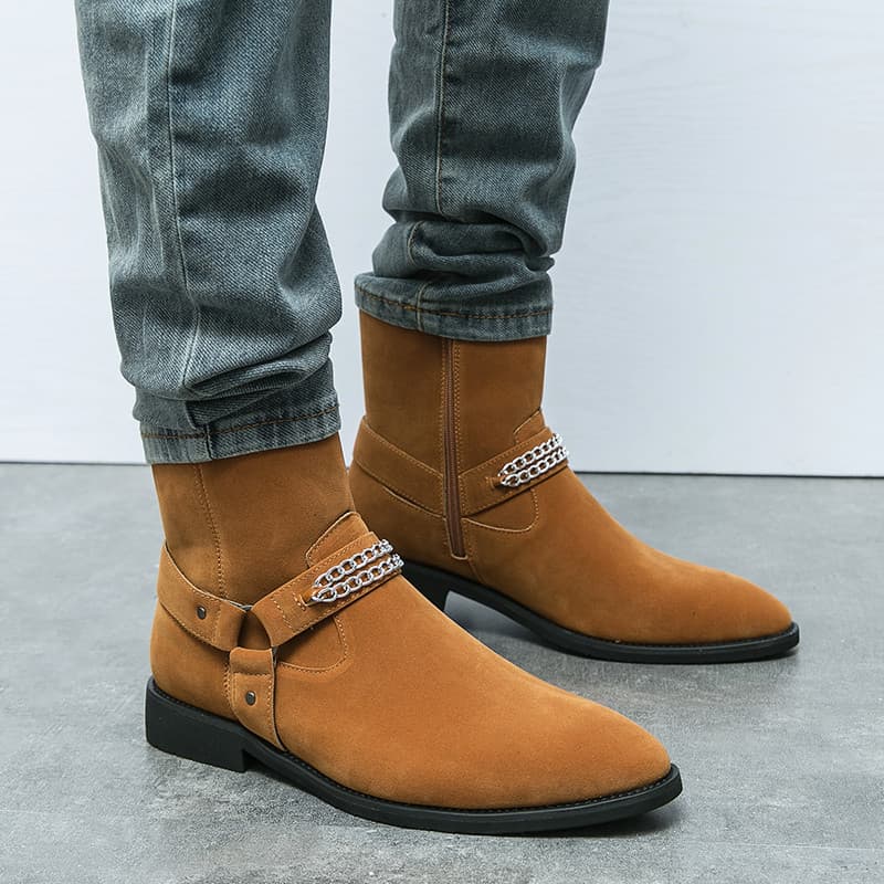 Chelsea botas masculinas de couro de alta qualidade estilo britânico Martin botas Retro botas masculinas Mid-top All-Mat