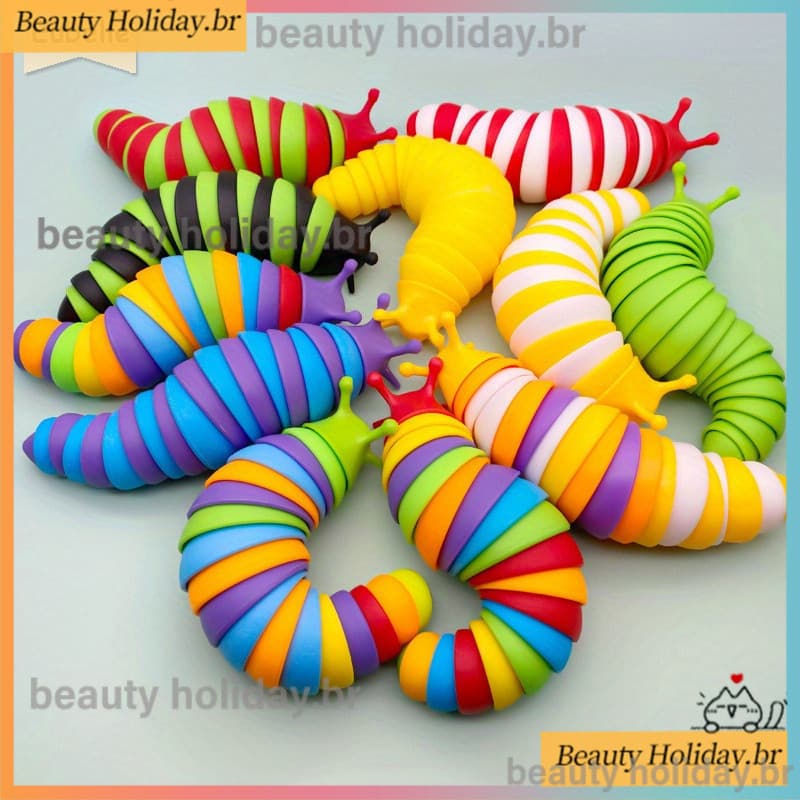 Brinquedo Lagarta Fidget Slug Brinquedo Colorido para Crianças e Adultos Alívio de Estresse