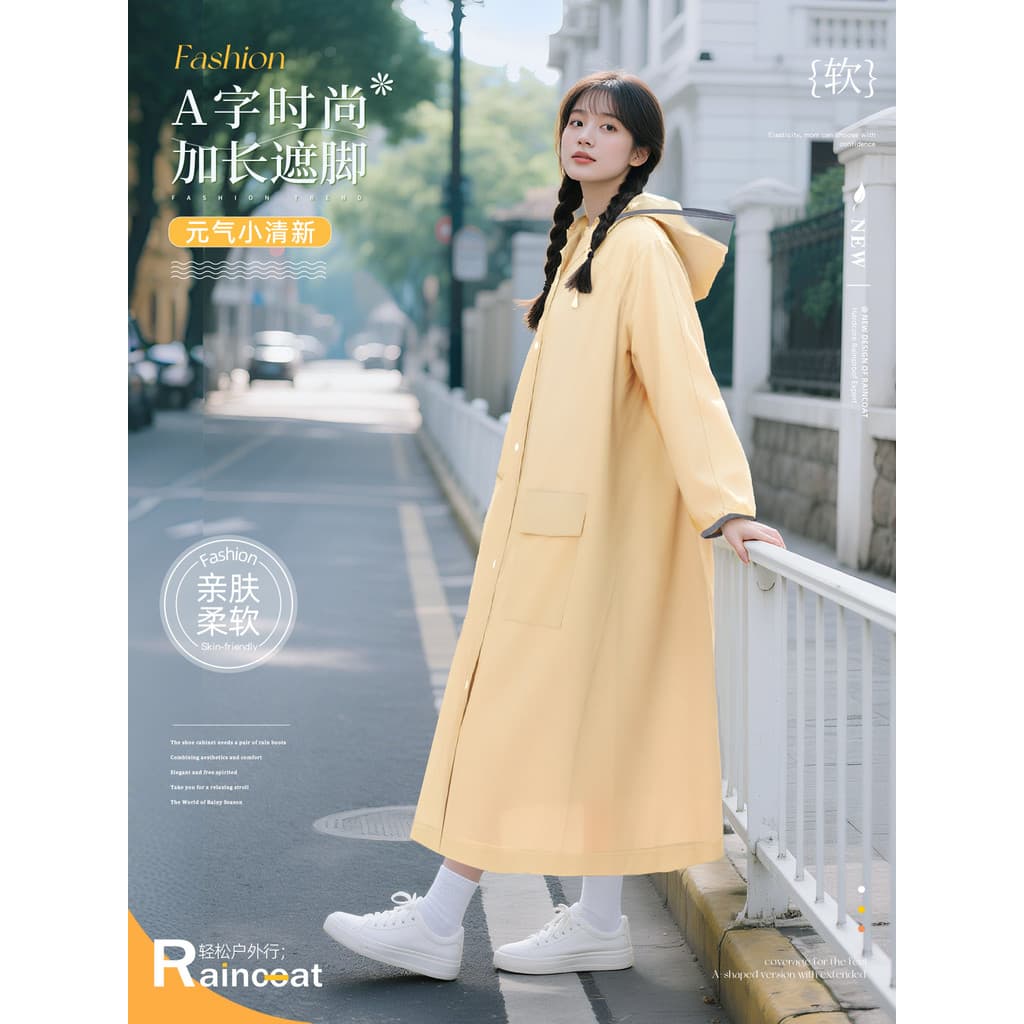 Capa de chuva de viagem para mulheres adultas, uso externo, único, longo, corpo inteiro, à prova de chuva, estudantes, e