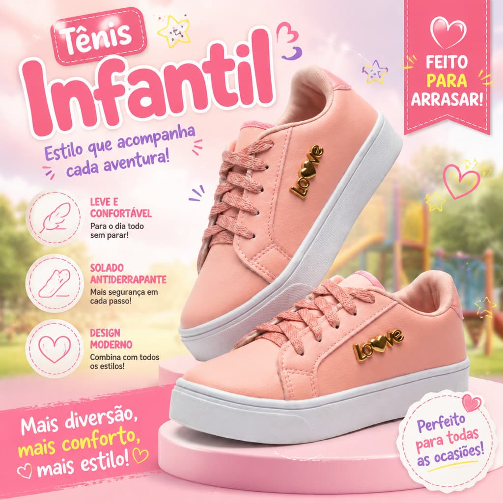 Sapato Infantil Menina Casual Feminino Estiloso Para Festa Escola E Momentos Especiais