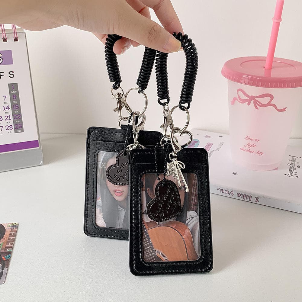 1PC Couro Do Plutônio ID Crachá Titular Claro Kpop Photocard Preto Cartão De Identificação De Crédito Caso Protetor Foto