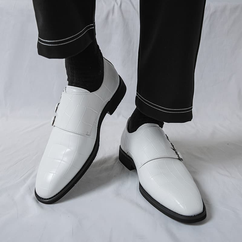 46 tamanho grande sapatos de couro branco masculino estilo britânico Formal Wear negócios Derby sapatos estúdio foto noi