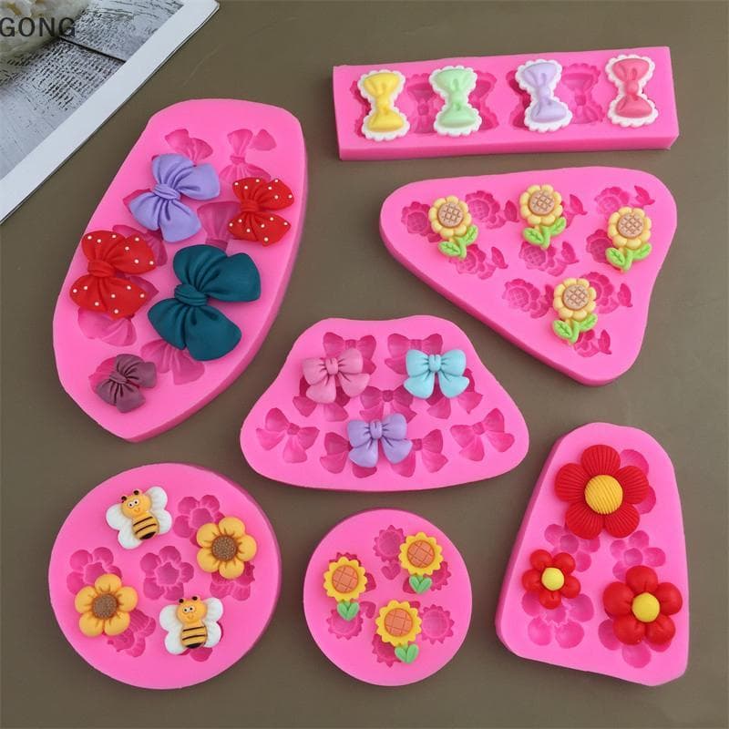 [BI] Moldes De Silicone Fofos De Desenho Animado , Arco , Abelha , Fondant , Faça Você Mesmo , Cupcake Decoração De Bolo