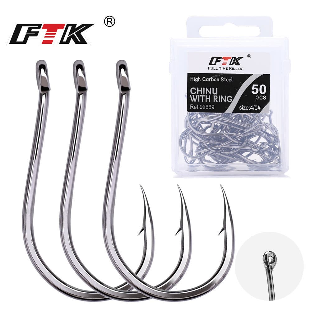 FTK 92669 100pcs/50pcs Anzol de Pesca em Aço de Alto Carbono Baitholder 7 # -1/0 # ***- KBDM