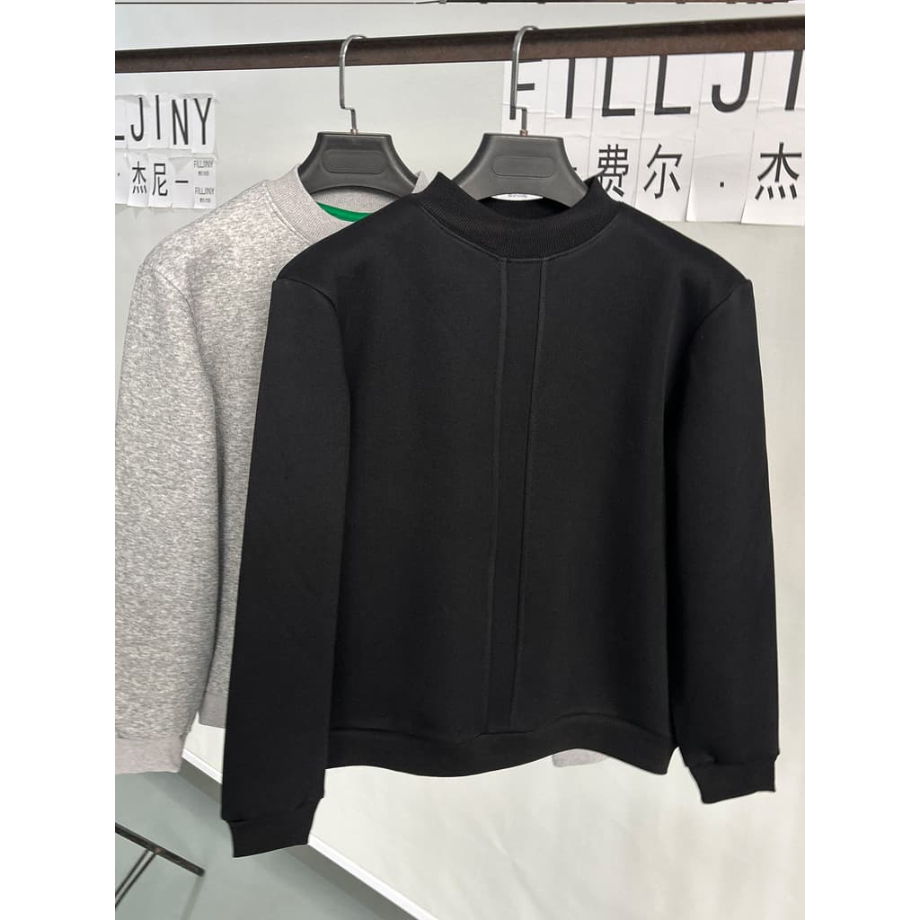 Estilo minimalista pesado meia gola alta moletom masculino engrossado quente de manga comprida camisa de fundo superior
