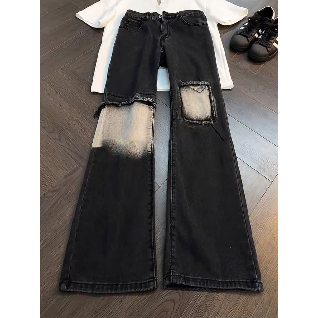 Homens na moda Street Wear rasgado remendo gradiente Jeans masculino verão novo estilo rufião bonito cleanfit calças cas